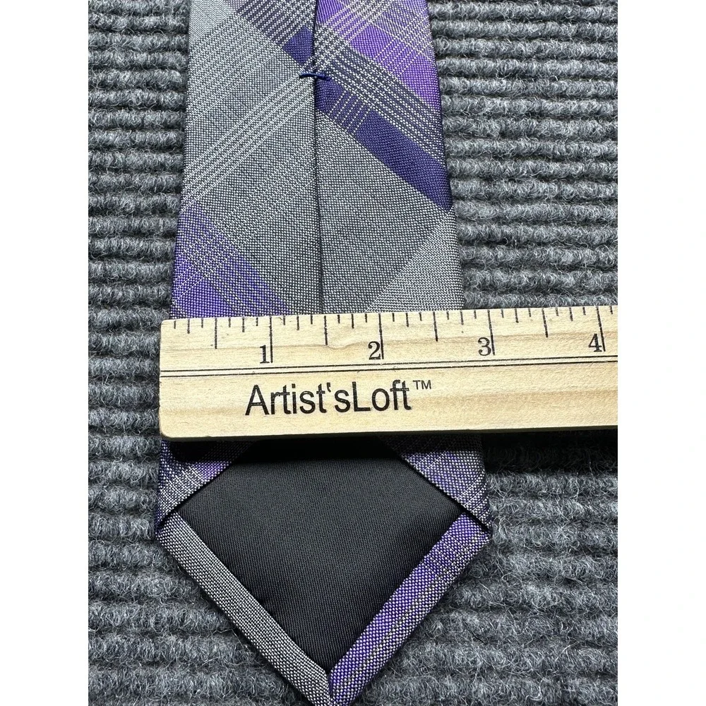 Kenneth Cole Reaction Ties Mens Silk Lot of 3 Red‎ Stripe Pink Dot Purple Plaid